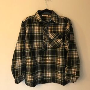 Vintage Green Tartan Plaid Wool Trapper Pullover